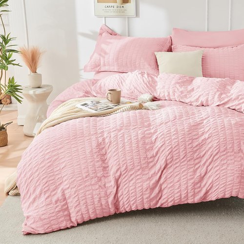 HYMOKEGE Pink Full Size Comforter Set - 7-Piece All-Season Luxury Bedding Collection
