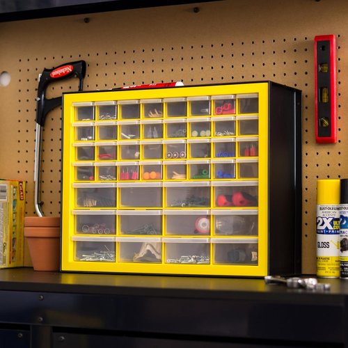 IRIS Hardware Storage Drawer | 44-Drawer Parts Organizer - Durable Yellow Design