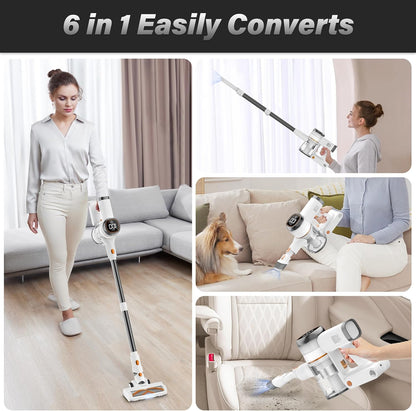 Tikom V500 Cordless Vacuum Cleaner - 40000Pa Suction, LED Touch Screen, Lightweight Design for Pet Hair & Hard Floors