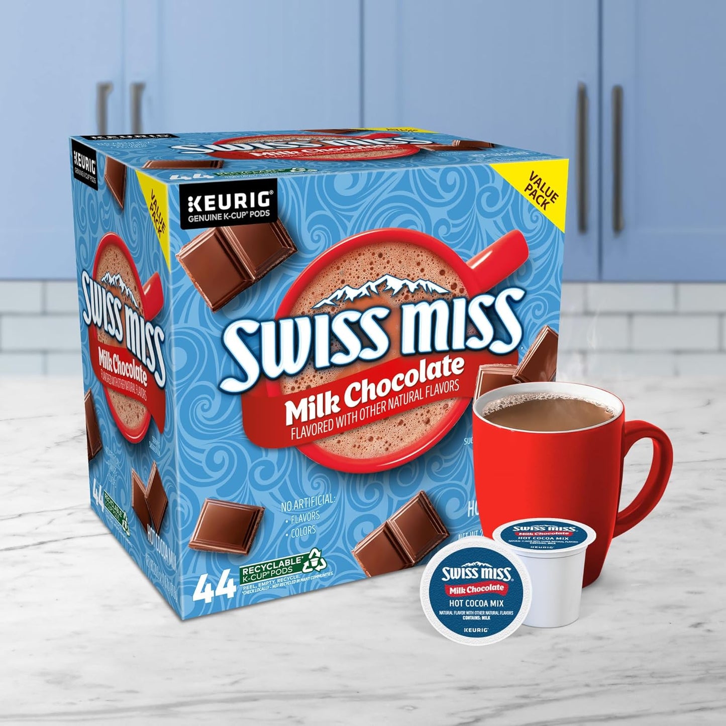 Swiss Miss Hot Cocoa K-Cup Pods - Rich Milk Chocolate Flavor | 44 Single-Serve Pods