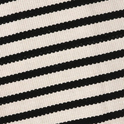 LEEVAN Outdoor Rug Runner - Black and White Striped Cotton Woven Doormat | 2x4 Feet, Washable for Home Use