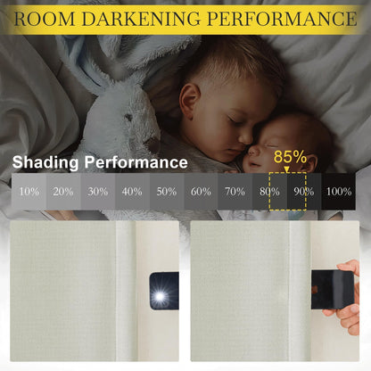 NICETOWN Room Darkening Curtains 84 inches Long Thermal Faux Linen Curtains for Bedroom 2 Panels, Pinch Pleated Light Blocking Thermal Insulated Thick Drapes for Living Room, Natural, W50 x L84