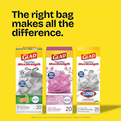 Glad Medium Trash Bags, 8 Gallon, Febreze Fresh Clean Garbage Bags, With Odor Control and Drawstring, 80 Count