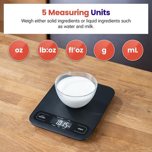 Etekcity Digital Kitchen Scale - Accurate Weighing for Cooking & Meal Prep | Large Matte Black Design