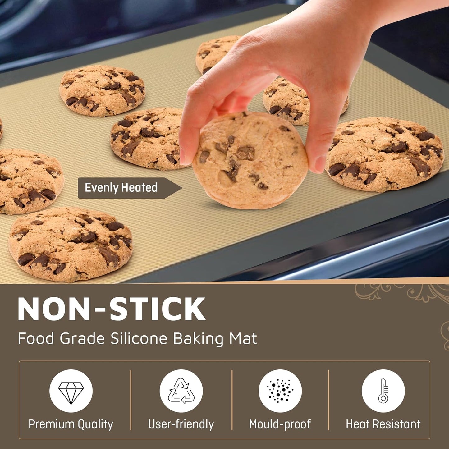 Skiennix Silicone Baking Mats - Nonstick 4-Pack for Macarons & Cookies | 2 Half & 2 Quarter Sizes
