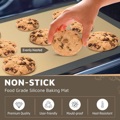 Skiennix Silicone Baking Mats - Nonstick 4-Pack for Macarons & Cookies | 2 Half & 2 Quarter Sizes