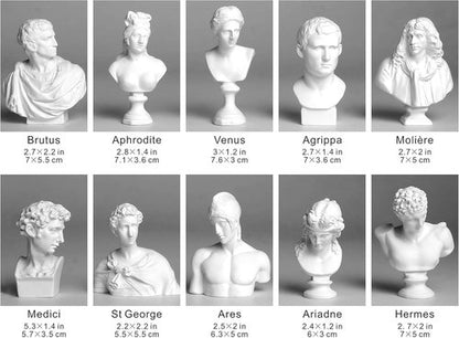 Garwor Mini Greek Mythology Figures - 10PCS Resin Bust Statues for Home Office Décor | 2.75" H