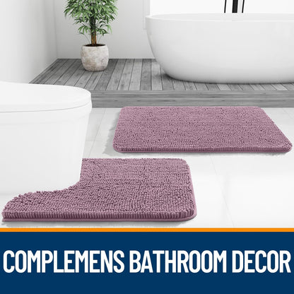 OLANLY Bathroom Runner Rugs - Soft Chenille Bath Mats with Rubber Backing | 44x24, Deep Plum, Quick Dry, Machine Washable