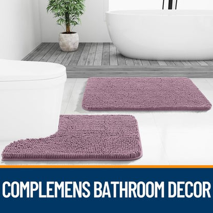 OLANLY Bathroom Rugs 36x24, Extra Soft Absorbent Chenille Bath Rugs, Rubber Backing Quick Dry, Machine Washable Bath Mats for Bathroom Floor, Tub and Shower, Home Decor Accessories, Deep Plum