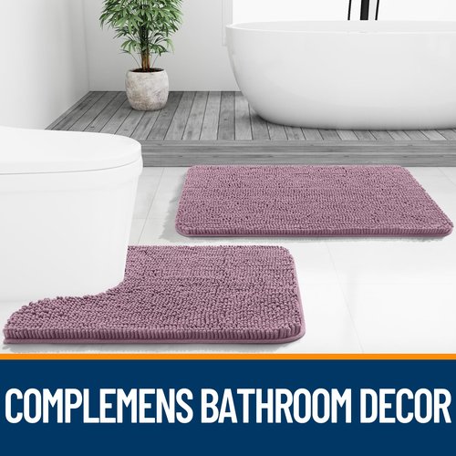 OLANLY Bathroom Rugs 59x24, Extra Soft Absorbent Chenille Bath Rugs, Rubber Backing Quick Dry, Machine Washable Bath Mats for Bathroom Floor, Tub and Shower, Home Decor Accessories, Deep Plum