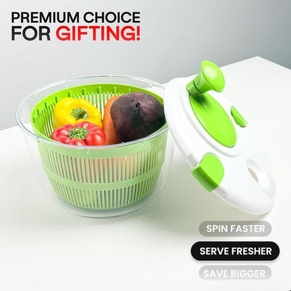 DoubleWave Salad Spinner - Fast Spin & Dry for Fruits, Vegetables & Greens | BPA-Free, Easy Clean | 5.3 Quart Capacity