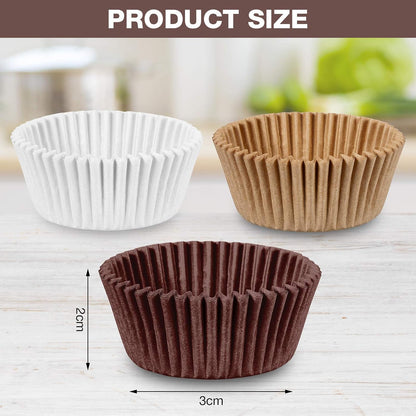 Zonon Cupcake Liners - 1000 Count Baking Paper Wrappers | Mini Brown & White 1.18 Inch Cases