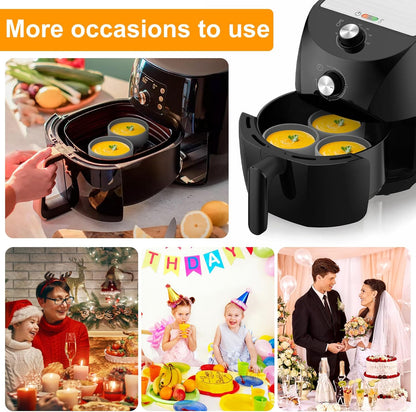 Skiennix 3-Piece Silicone Air Fryer Molds - Nonstick 4-Inch Cooking Accessories | Dishwasher Safe Grey