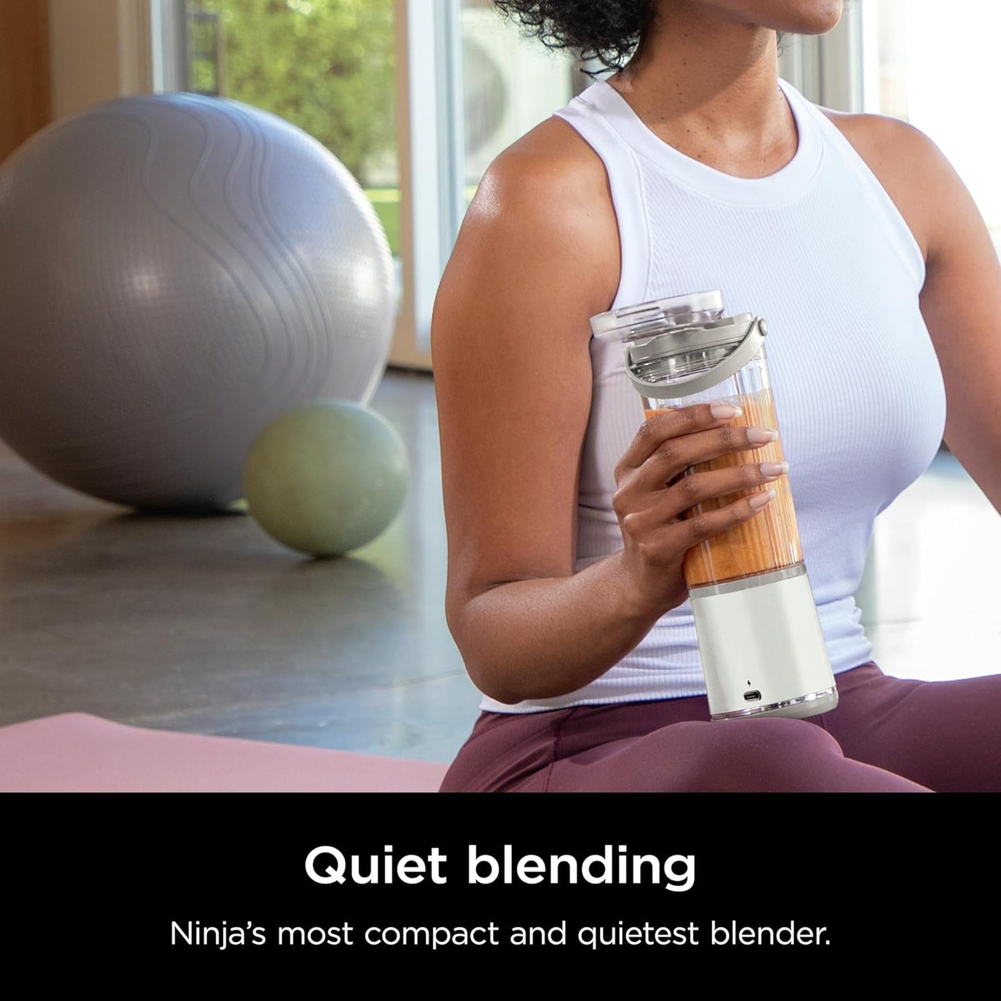 Ninja BC155PS Portable Blender - Cordless Personal Blender for Shakes & Smoothies | 18oz, BPA Free, Rechargeable, Leakproof Lid, Peach & Stone