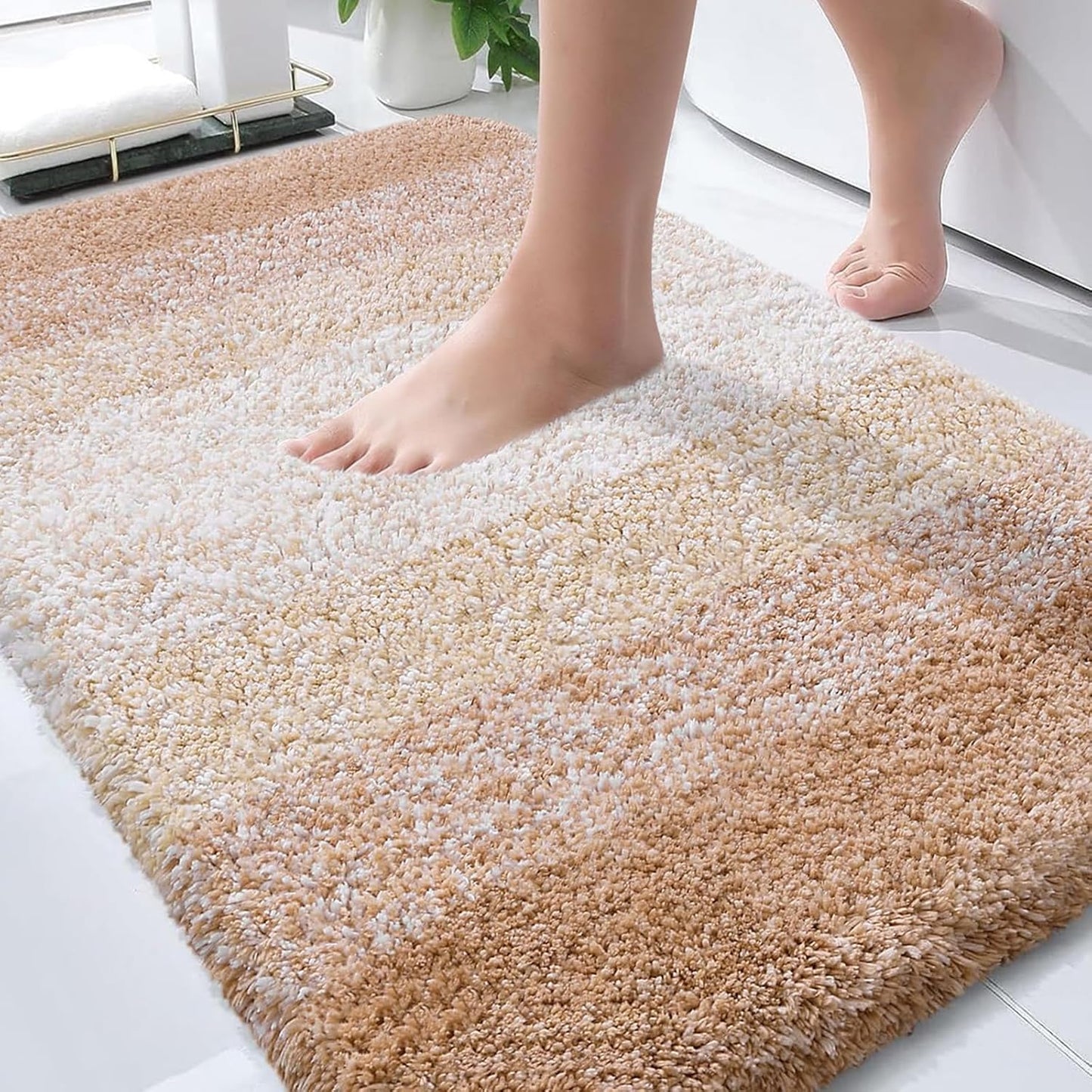 OLANLY Bathroom Rugs - Extra Soft Microfiber Mat | Quick-Dry, Machine Washable, 36x24, Beige