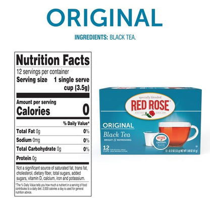 Red Rose Original Full Flavored Black Tea Specially Blended Strong Black Tea Single Serve K-Cups (Pack of 1)