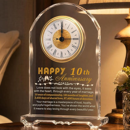 10th Anniversary Crystal Clock Gift for Wife, Husband, or Couple - Variation: 10th Wedding Anniversary