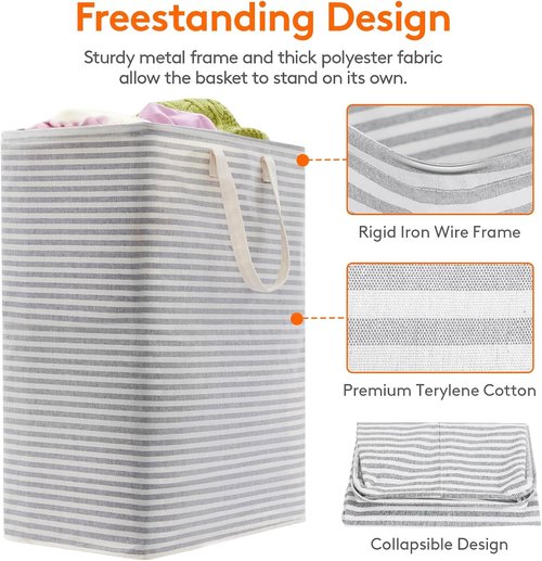 Lifewit Laundry Basket - 125L Collapsible Hamper with Reinforced Handles | Waterproof Design, Grey