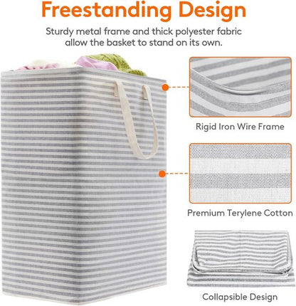 Lifewit Laundry Basket - 125L Collapsible Hamper with Reinforced Handles | Waterproof Design, Grey