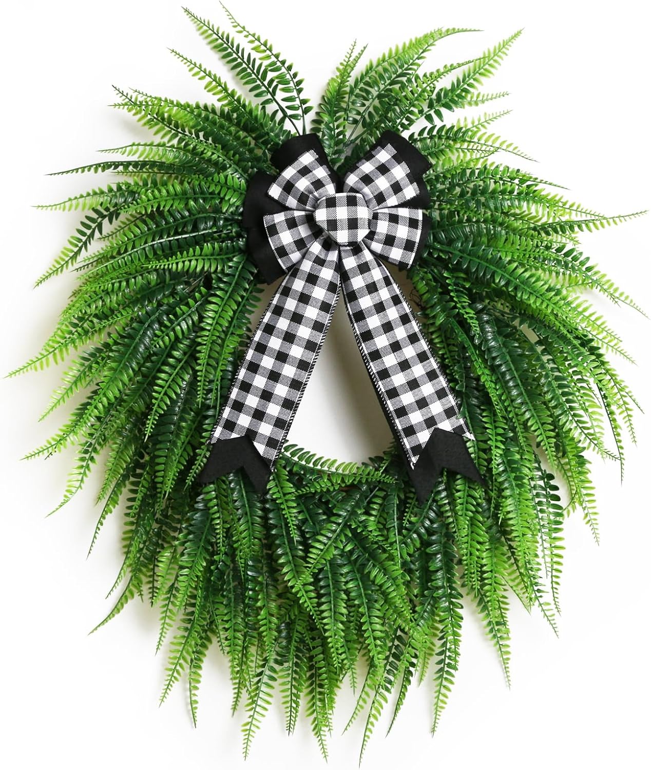 Skiennix 22" Boston Fern Leaf Wreath - Spring & Summer Greenery for Front Door Decor