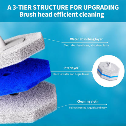 Skiennix Disposable Toilet Brush Set - 50 Cleaner Refills & Wall Mounted Holder | Bathroom Cleaning Kit