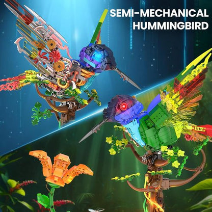JMBricklayer Hummingbird Building Set - LED Light Model for Adults | Creative Flower Animal Décor, Gift Idea for Ages 14+