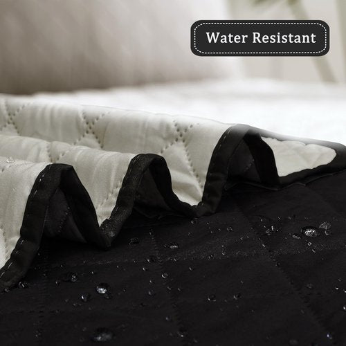 Easy-Going Reversible Chair Cover Washable Sofa Cover for Dogs Water Resistant Couch Slipcover Furniture Protector Cover with Adjustable Straps for Pets (Chair 30 in, Black/Beige)