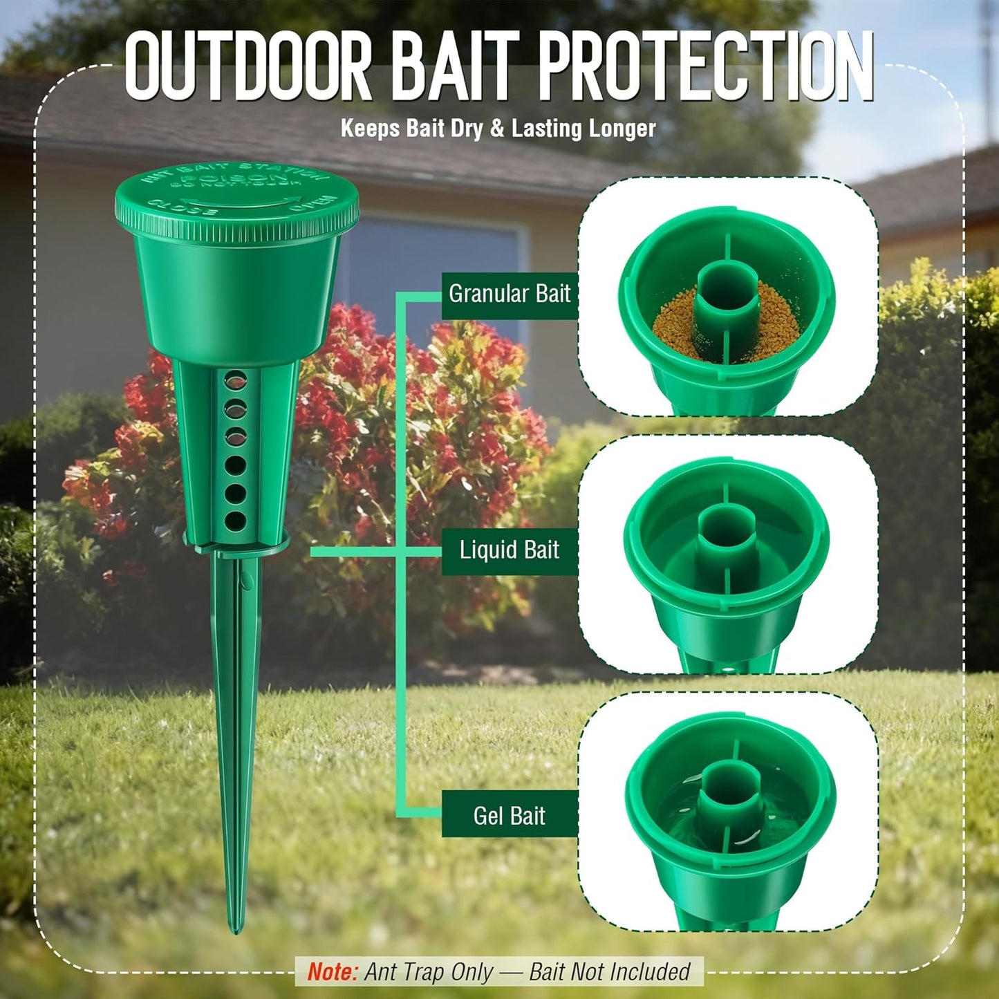 Qualirey Ant Traps - Reusable Liquid Bait Stations for Outdoor Use | Pet Safe, Multi-Surface Control