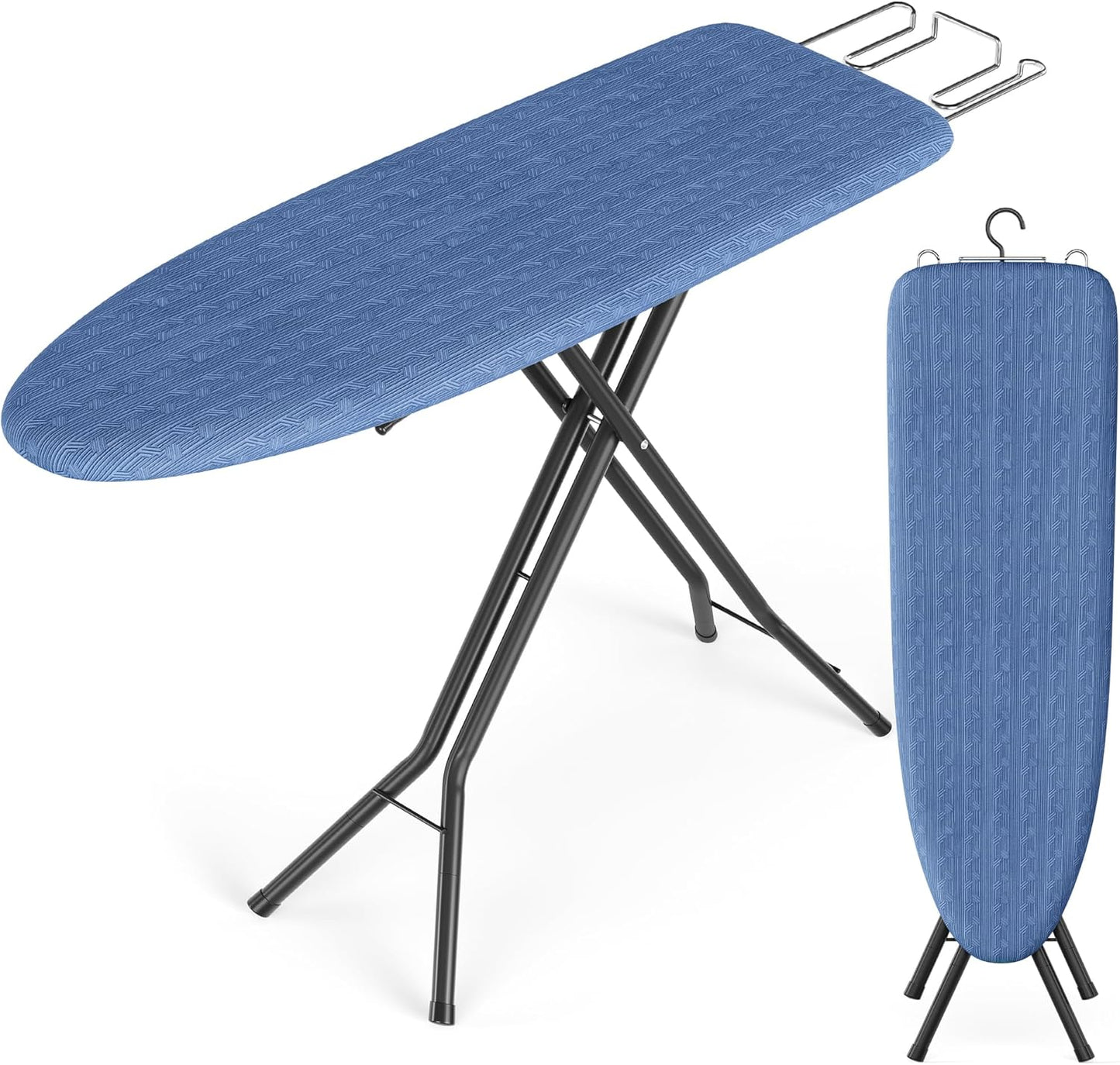 SONGMICS Ironing Board - Height Adjustable Up to 35 Inches | Foldable Design with 4-Layer Cover & Iron Rest - Midnight Blue