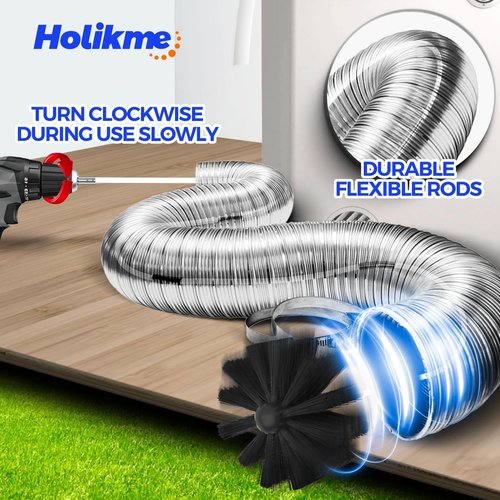 Holikme 50 Feet Dryer Vent Cleaner Kit - Flexible Lint Brush with Drill Attachment for Efficient Cleaning