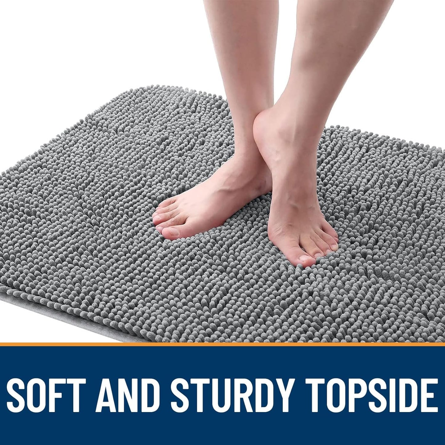 OLANLY Dog Door Mat - Absorbent Non-Slip Mud Mat for Dogs | Quick Dry Chenille, 44x24, Grey