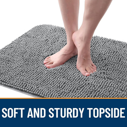 OLANLY Dog Door Mat - Absorbent Non-Slip Chenille Mat for Muddy Paws | 59x35 Grey Indoor Entryway Carpet