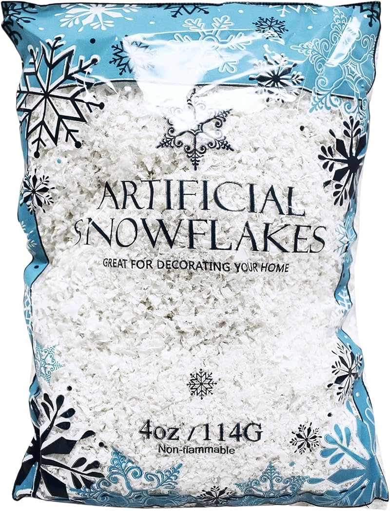 Artificial Snow Flakes 4 Oz Bag – Faux Snow for Christmas Decor, Crafts, and Tables