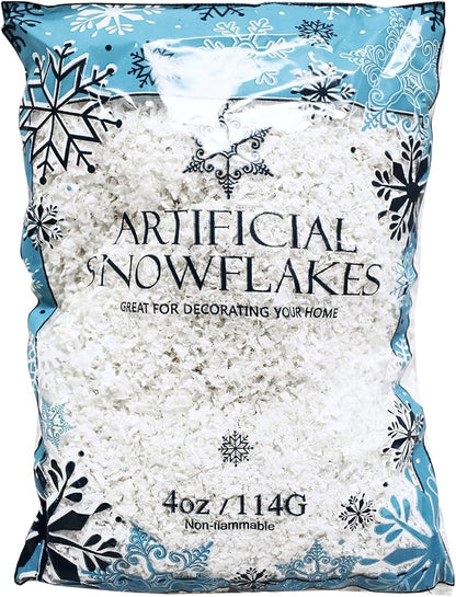 Artificial Snow Flakes 4 Oz Bag – Faux Snow for Christmas Decor, Crafts, and Tables