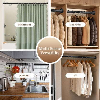 STARLATTA 2 Pack Shower Curtain Rods:43-78 Inch No Drilling Tension Rods, Heavy Duty Telescopic Adjustable, Stainless Steel Rust-Proof Spring Anti-Slip Curtain Rod for Bathroom (Black,78'')