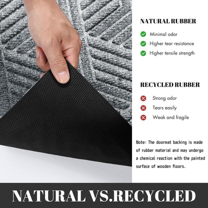 Yimobra Large Waterproof Door Mat - Heavy Duty Non-Slip Entrance Mat 36x24 | Black Gray Design