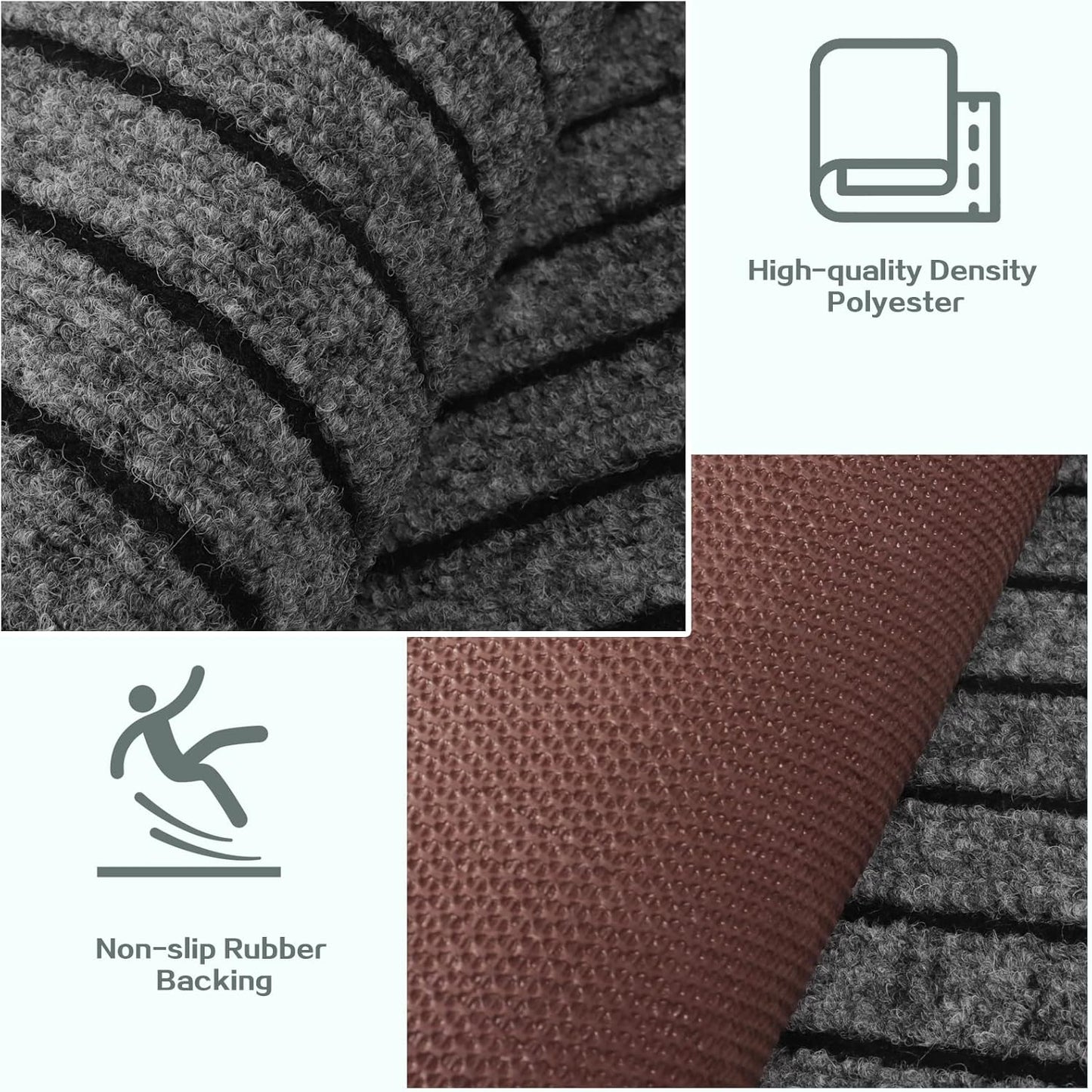Skiennix Custom Size Runner Rug - Non-Slip Rubber Backing | Gray with Black Stripe, 2 ft x 6 ft for Hallway & Kitchen