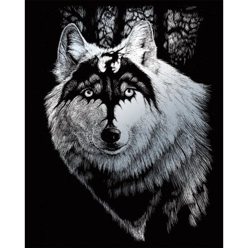 ROYAL BRUSH Silver Foil Engraving Art Kit, 8 by 10-Inch, Dragon Wolf, Black