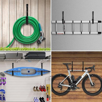 KURUI Heavy Duty Garage Hooks - 14Pcs J-Shape Carbon Steel Wall Mount Storage Hooks | Black for Home & Garden