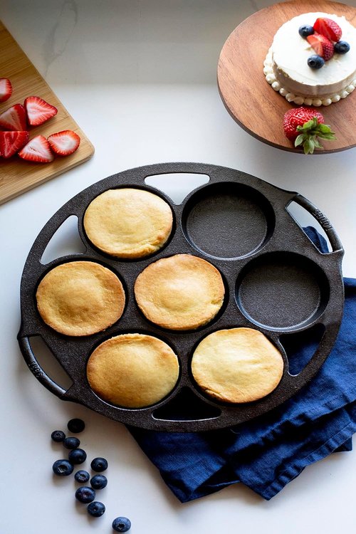 Lodge Cast Iron Mini Cake Pan - Perfect for Baking Delicious Individual Cakes | Durable & Versatile