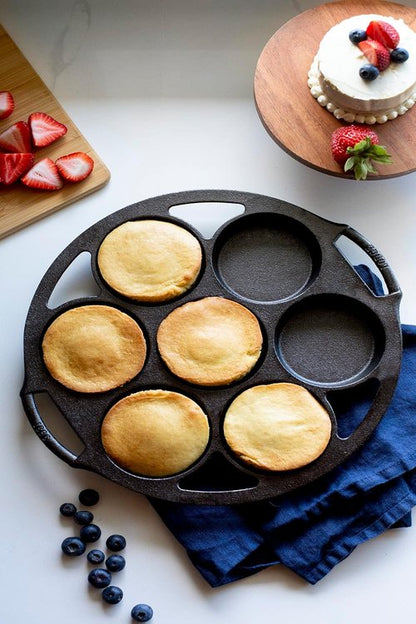 Lodge Cast Iron Mini Cake Pan - Perfect for Baking Delicious Individual Cakes | Durable & Versatile