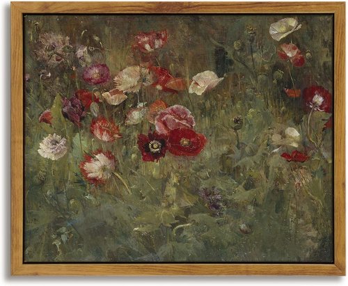 InSimSea Framed Wall Art - Rustic Floral Scenic Oil Painting Canvas Print | 8x10in/20x25cm