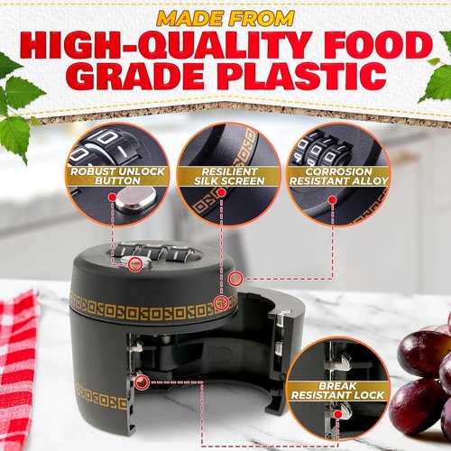 3 PCs Bottle Cap Lock – Bottle Lock Liquor for Wine Security for 1–1.1" Mouth Size, Code Combination, Sealed Lid, Food-Grade Plastic – Reusable, Safe, and Easy for Travel or Home