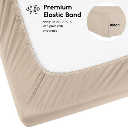 Yoofoss Fitted Baby Crib Sheets - Super Soft Microfiber 2 Pack for Standard Crib & Toddler Mattress | 28x52x8in (Brown & Leaf)