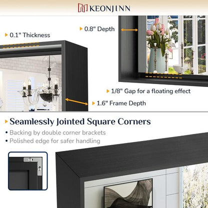 Keonjinn Black Bathroom Mirror - 22 x 30 Inch Brushed Black Framed Rectangle Vanity Mirror | Modern Farmhouse Design