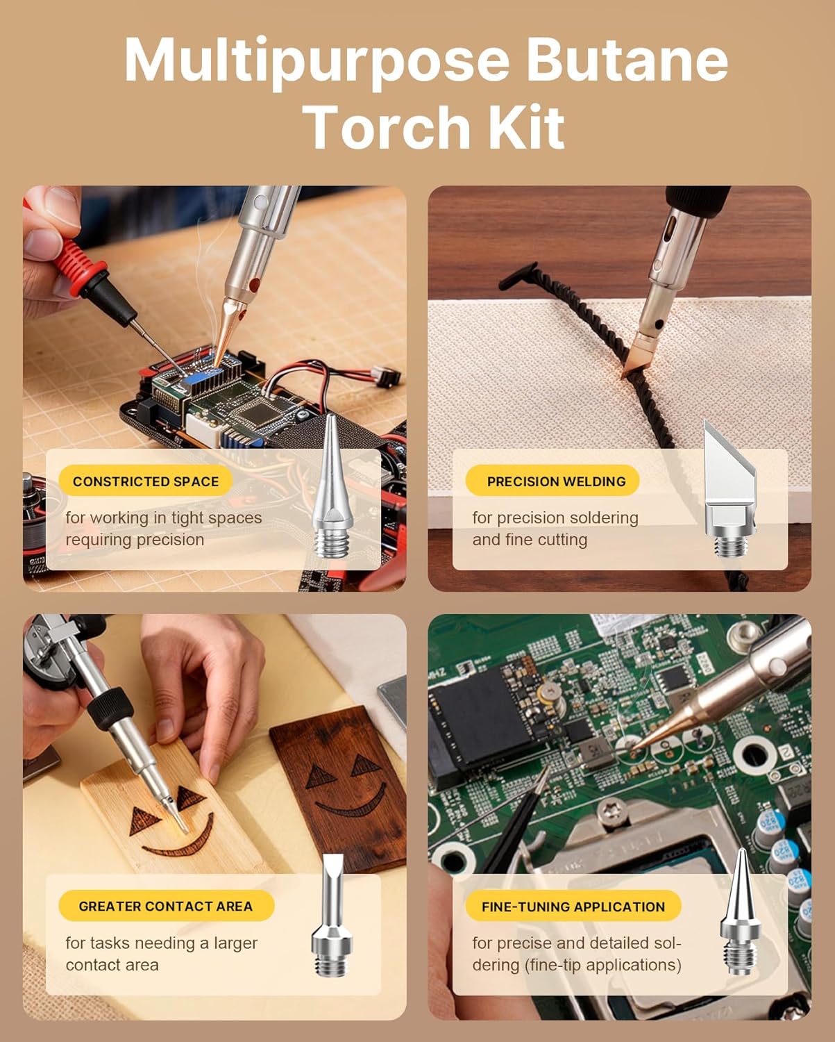 RAVS 14-Piece Soldering Torch Kit | 8-in-1 Cordless Iron with Adjustable Flame, Portable Kitchen Tool