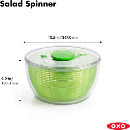 OXO Good Grips Salad Spinner - Large Green Lettuce & Fruit Washer, BPA-Free, Easy One-Hand Pump