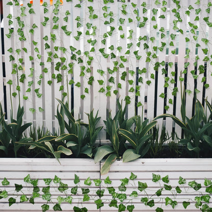 Skiennix Fake Vines - Aesthetic Artificial Ivy Leaves for Home Decor | 12 Pack, 84 Feet