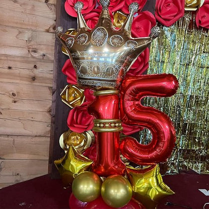 40 Inch Red Number 5 Balloon - Self-Inflating Foil Helium Balloon for Birthdays & Anniversaries