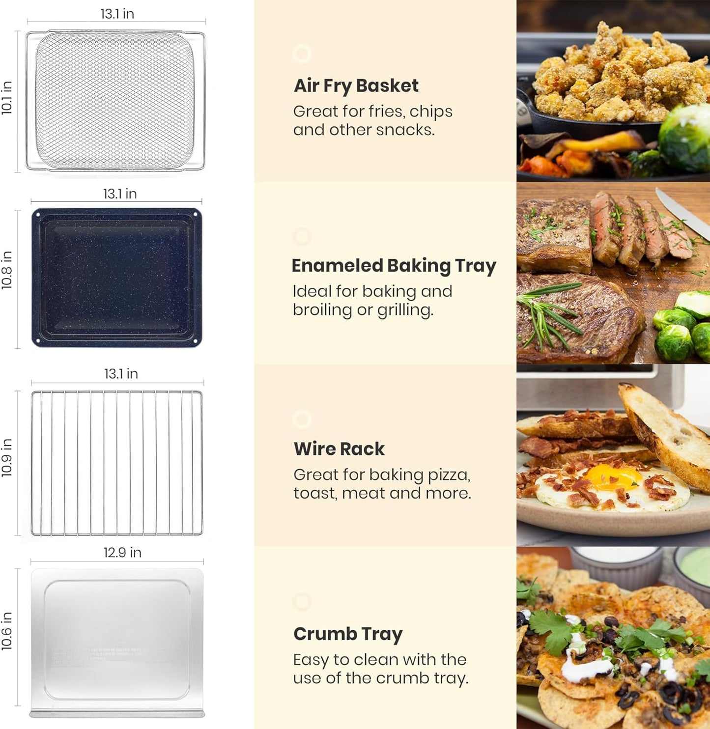 Val Cucina Retro Style Infrared Heating Air Fryer Toaster Oven - Extra Large 10-in-1 Convection Oven | Almond Yellow, Easy Clean with Recipe Book